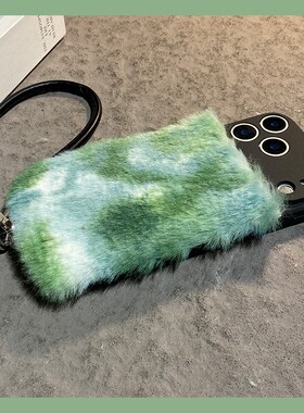 晕染水墨绿色适用oppor17pro手机壳r15梦境版拼色r15x撞色r11splus挂绳r9s液态k1硅胶oppo秋冬全包防摔毛绒软