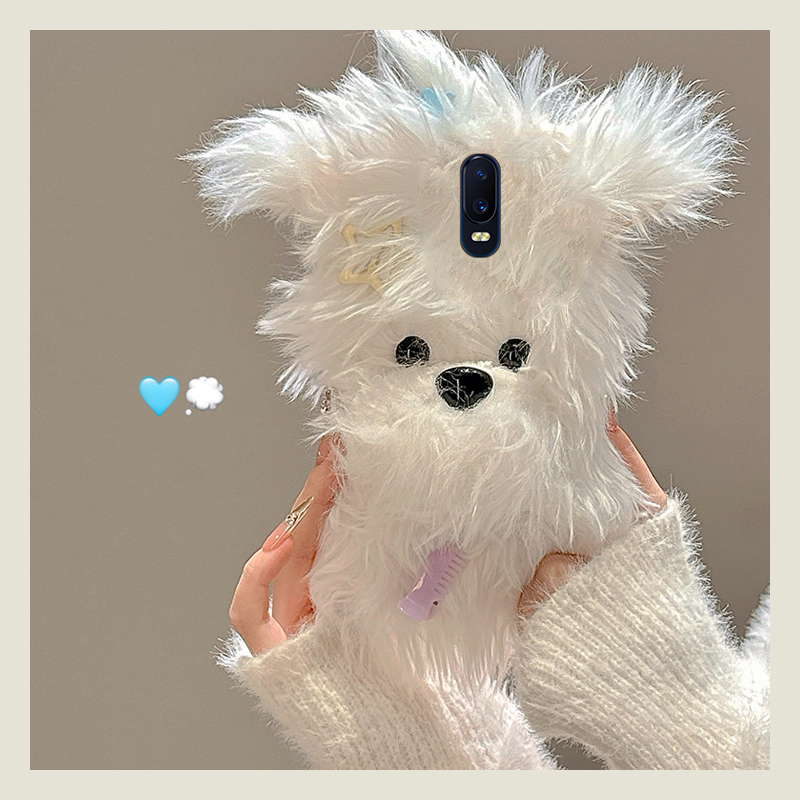 发夹小狗适用oppor17pro手机壳r15x梦境版r11splus可爱r9s少女心r7plus卡通r17秋冬季oppo毛绒绒0pp0硅胶超萌