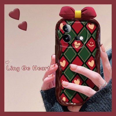 爱心菱格蝴蝶结适用vivoiqooneo8pro手机壳iqooneo5s新年龙年7竞速版6se酒红色855日韩3女neo硅胶por爱酷vivo