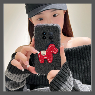 刺绣马上有钱标签适用vivoxfold3pro手机壳xfold2卡通xflip可爱vivo秋冬季vovo折叠屏毛茸茸vivi毛绒+十立体