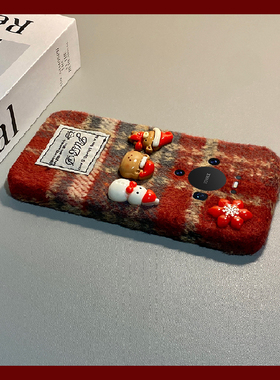 圣诞雪人小熊适用华为mate80promax手机壳meta70pro+红色mata60格子m50e秋冬季rs保时捷设计40e毛绒30十20x软