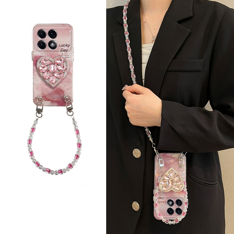 紫色爱心水钻适用小米红米k70pro手机壳k60e至尊版k50晕染k40s手提k30s斜挎k30i硅胶12c软壳10a小众k20女10x