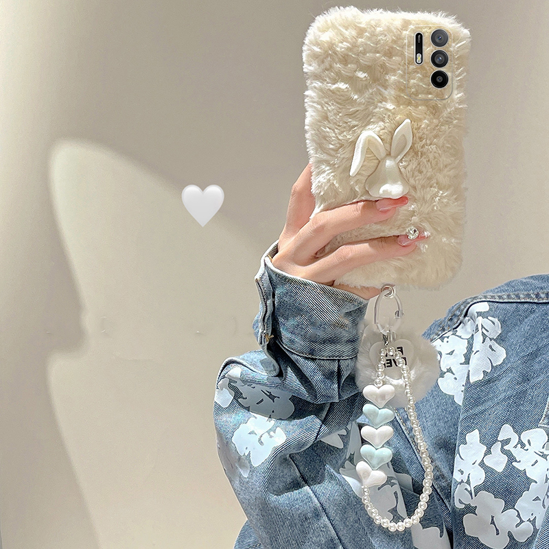 ins风兔子适用oppoa3pro手机壳a2x可爱a1手链a97手提a96毛绒a95硅胶a93a91a72a58a57a52a32a11a9a31a8a5秋冬p