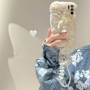 ins风兔子适用oppoa3pro手机壳a2x可爱a1手链a97手提a96毛绒a95硅胶a93a91a72a58a57a52a32a11a9a31a8a5秋冬p