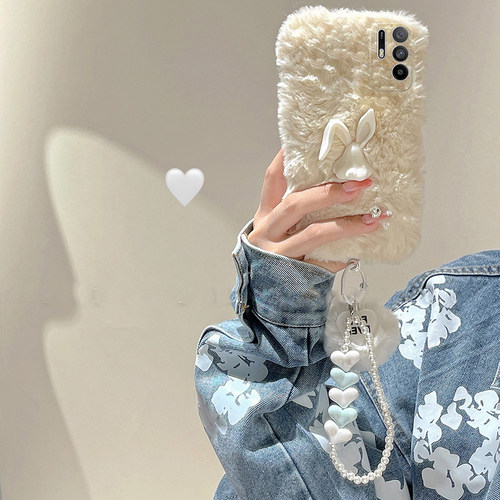 ins风兔子适用oppoa3pro手机壳a2x可爱a1手链a97手提a96毛绒a95硅胶a93a91a72a58a57a52a32a11a9a31a8a5秋冬p