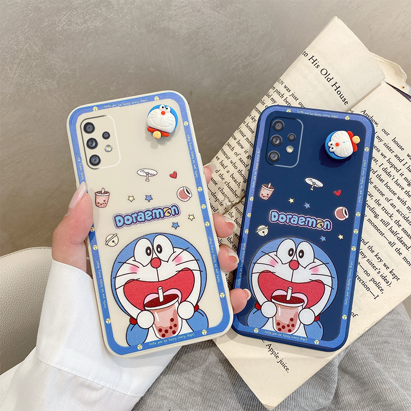 哆啦A梦适用三星a51手机壳a71女a72可爱a32立体a52卡通蓝胖子5g超萌旋转叮当猫解压机器猫少女心液态硅胶软壳