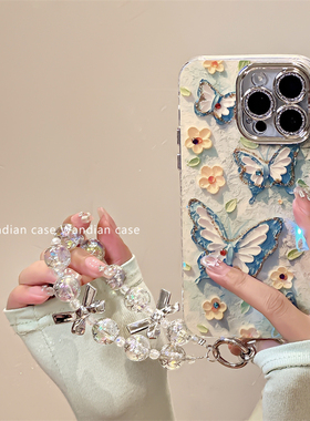 油画蝴蝶适用小米14pro手机壳13ultra高级感12spro小众12x网红11青春版10mix4挂链9a/mi8se/civi4/3/2/1s硅胶