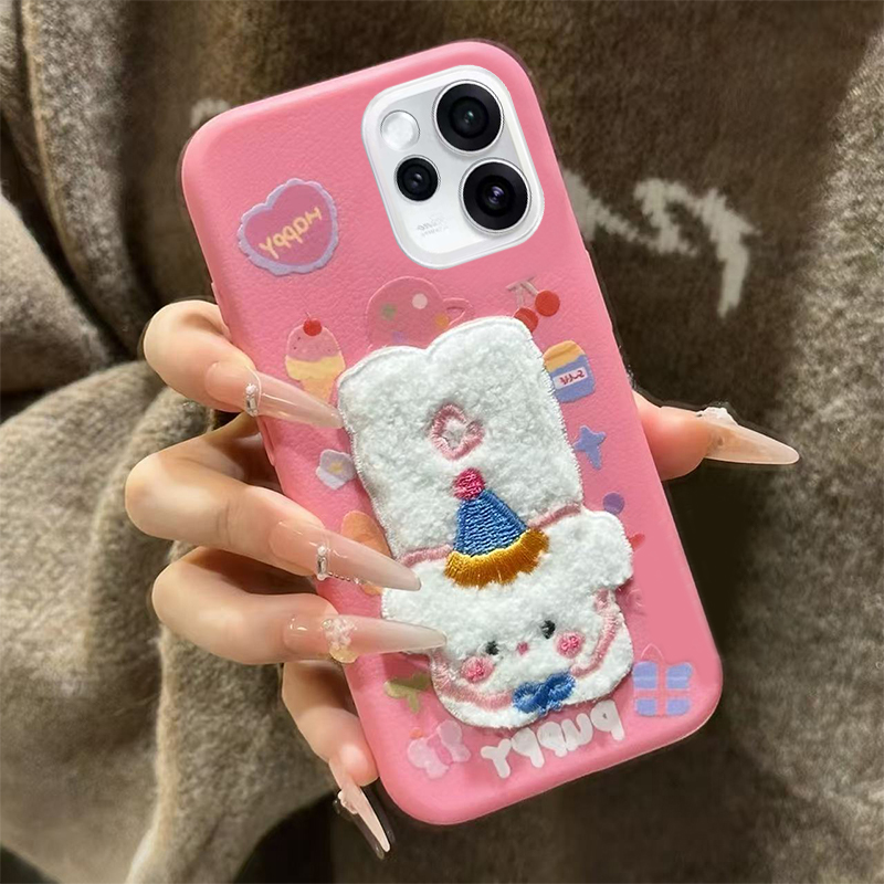 大象西高地小狗适用opporeno15pro手机壳reon14刺绣13秋冬季12卡通11立体10可爱9por新款7se仿皮6皮纹5k/0ppo