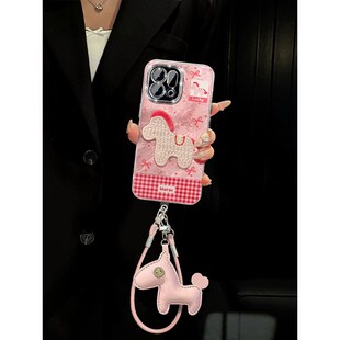 粉色刺绣小马适用oppofindx9plus手机壳fondx8pro卡通x7ultra镜子x6支架x5挂件k12x挂绳k11新款冰川纹0ppo软p