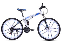 。自行车软尾车架26寸24寸折叠山地自行车架双减震双碟G刹高碳钢