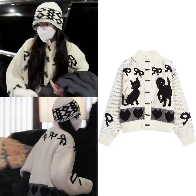 牛角扣毛衣开衫韩系针织外套秋冬