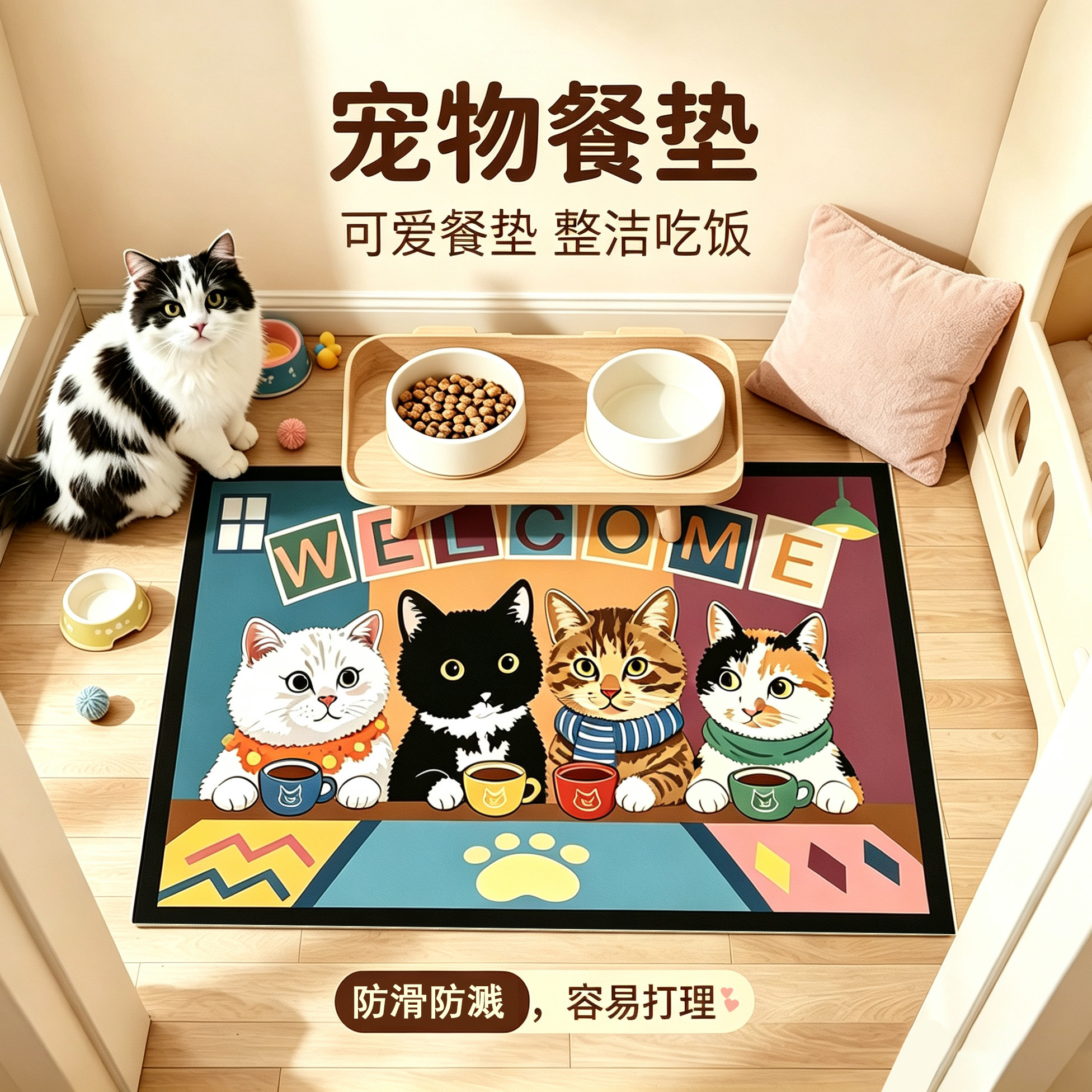 卡通可爱宠物专用餐垫防水防滑