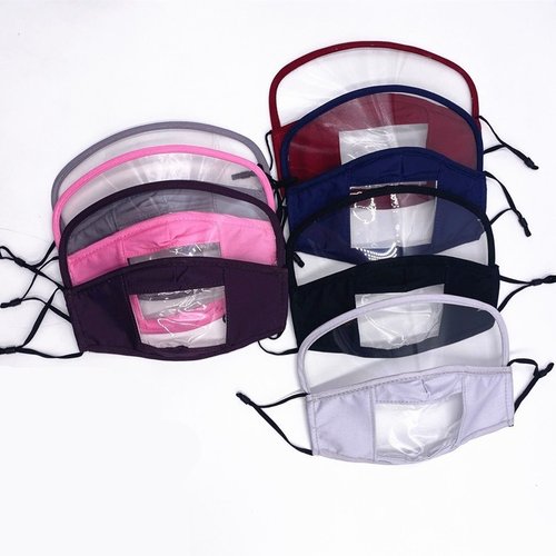 跨境现货面罩可视化口罩聋哑人唇语棉布口罩棉布一体面罩