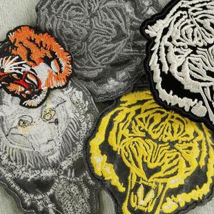 老草莓电脑虎狼鞋帽箱全绣布贴补丁贴绣花电脑动物服装辅料配饰贴