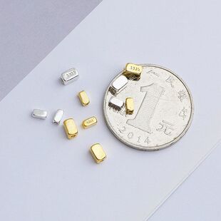 项链配件碎银DIY材料散珠方珠纯银S925手链长方形珠手工隔珠串珠