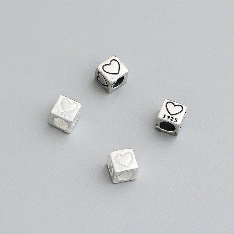 隔珠纯银配件爱心方块泰银s925散串珠手工DIY项链材料珠饰品手链,饰品/流行首饰/时尚饰品新,其他DIY饰品配件,淘宝优惠券,粉丝福利购,淘宝优惠卷