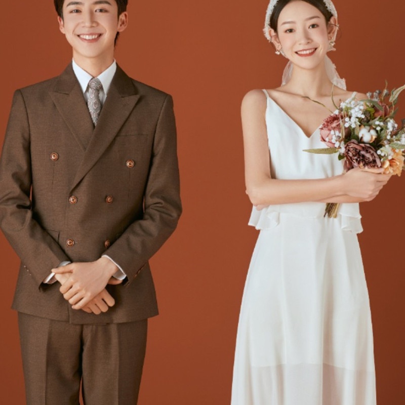 吊带轻婚纱旅拍超仙简约白色显瘦韩式海边写真领证登记小礼服