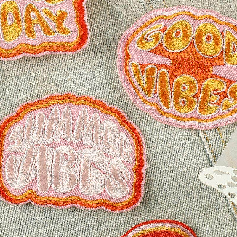 电脑刺绣英文字母diy手账补丁贴绣花衣帽原创布贴标布标服装辅料