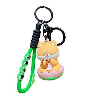 礼品挂件普照柴犬熊猫小钥匙扣佛光灯佛系卡通包包钥匙链网红挂饰