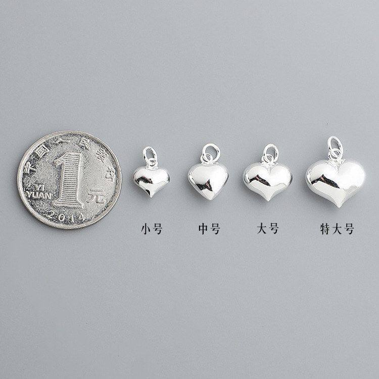 项链S925纯银配件饰品编绳DIY串珠手链爱心吊坠立体挂件心形手工,饰品/流行首饰/时尚饰品新,其他DIY饰品配件,淘宝优惠券,粉丝福利购,淘宝优惠卷