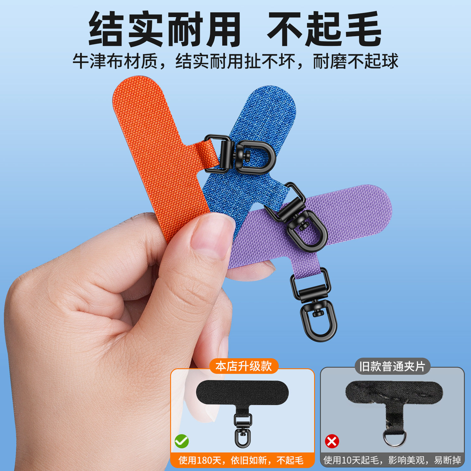 手机挂绳垫片壳通用旋转夹片高端牛津布料背贴卡片防丢固定连接片图片