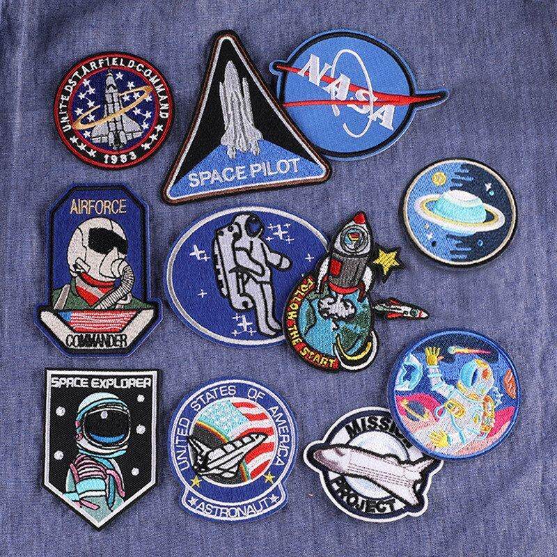 补丁贴标宇宙飞船布贴宇航员刺绣熨烫可绣花电脑服装辅料布标可缝