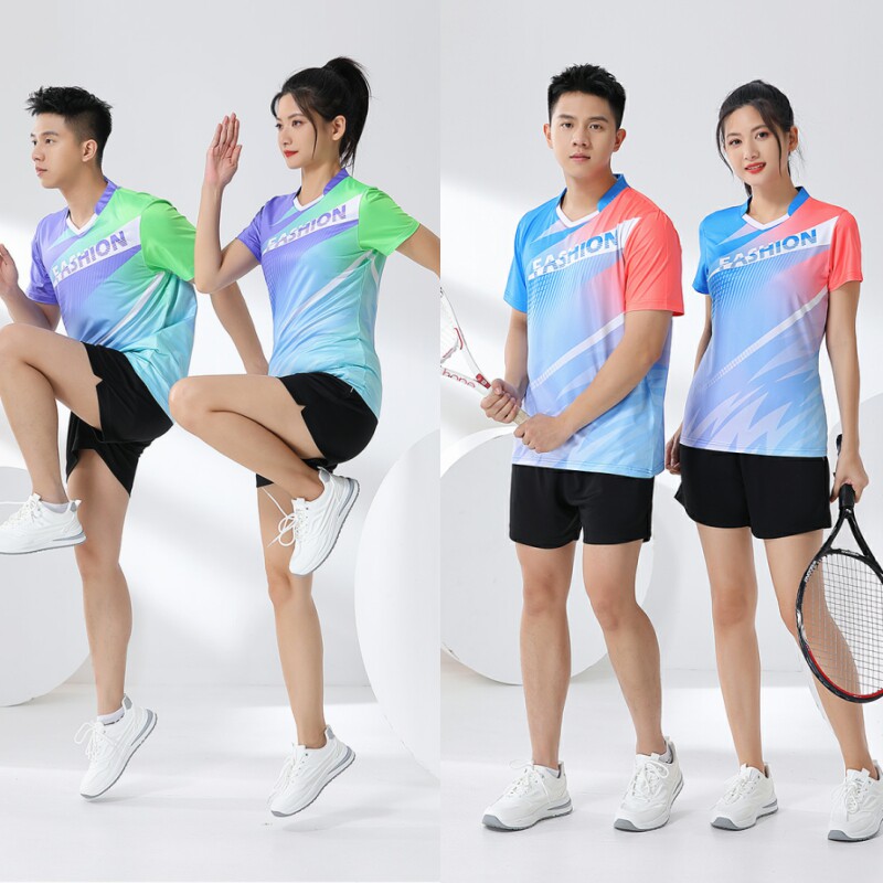羽毛球服套装吸湿排汗透气比赛健身服装男女网球排球上衣乒乓球衣