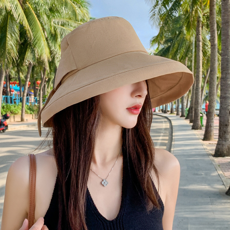 春秋帽子女韩版纯色百搭遮阳防晒渔夫帽夏季海边沙滩旅游太阳帽新