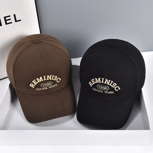 新款 秋冬棒球帽女1986刺绣休闲硬顶潮流百搭宽帽檐显脸小鸭舌帽男