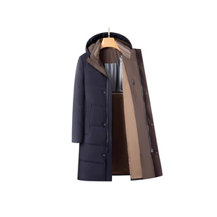 父亲羽绒服男长款秋冬新款外套男鸭绒保暖连帽加厚中青年商务大衣