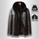 父亲爸爸皮衣加绒加厚大码 可脱卸内胆商务休闲皮夹克外套男士 防风