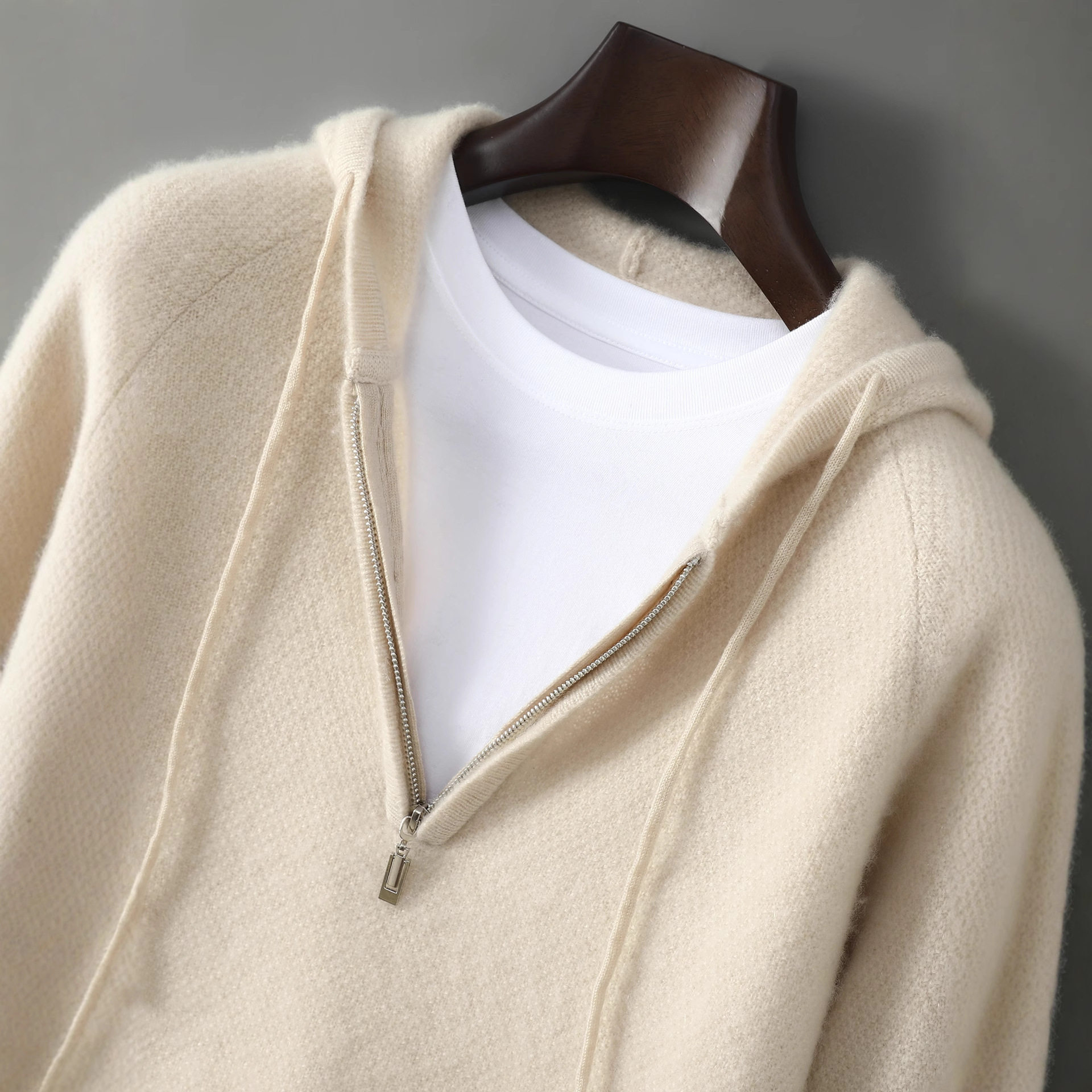 加厚秋冬新款拉链羊毛衫男款针织衫连帽休闲打底帽衫大码毛衣男士