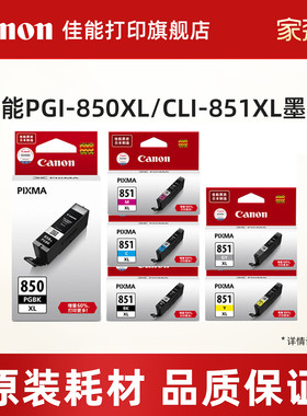 佳能打印旗舰店原装墨盒PGI-855 PGBK PGI-850PGBK CLI-851BK/C/M/Y/GY（适用iP7280/iP8780/iX6880/iX6780）