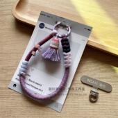 流苏民族藏风手工编织棉质手机挂绳防盗手腕金属夹片轻巧短款 轻便防丢户外旅游高端绳百搭携带包挂通用结实女