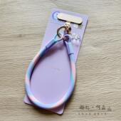 液态硅胶短款 彩色双头扣结实耐用 手机挂绳可手提防丢手绳挂手腕挂件腕带挂链金属夹片挂饰彩色壳绳子新女款