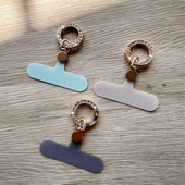 套装 带钻圈360度可旋转超薄高端牛津布金属连接片扣链夹片固定垫结实手机壳挂钩挂件卡贴挂绳贴片防丢盗垫片