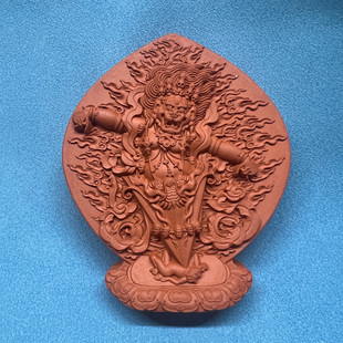 手工制作(10公分)  噶陀寺狮面空行 陶土烧制擦擦小佛像