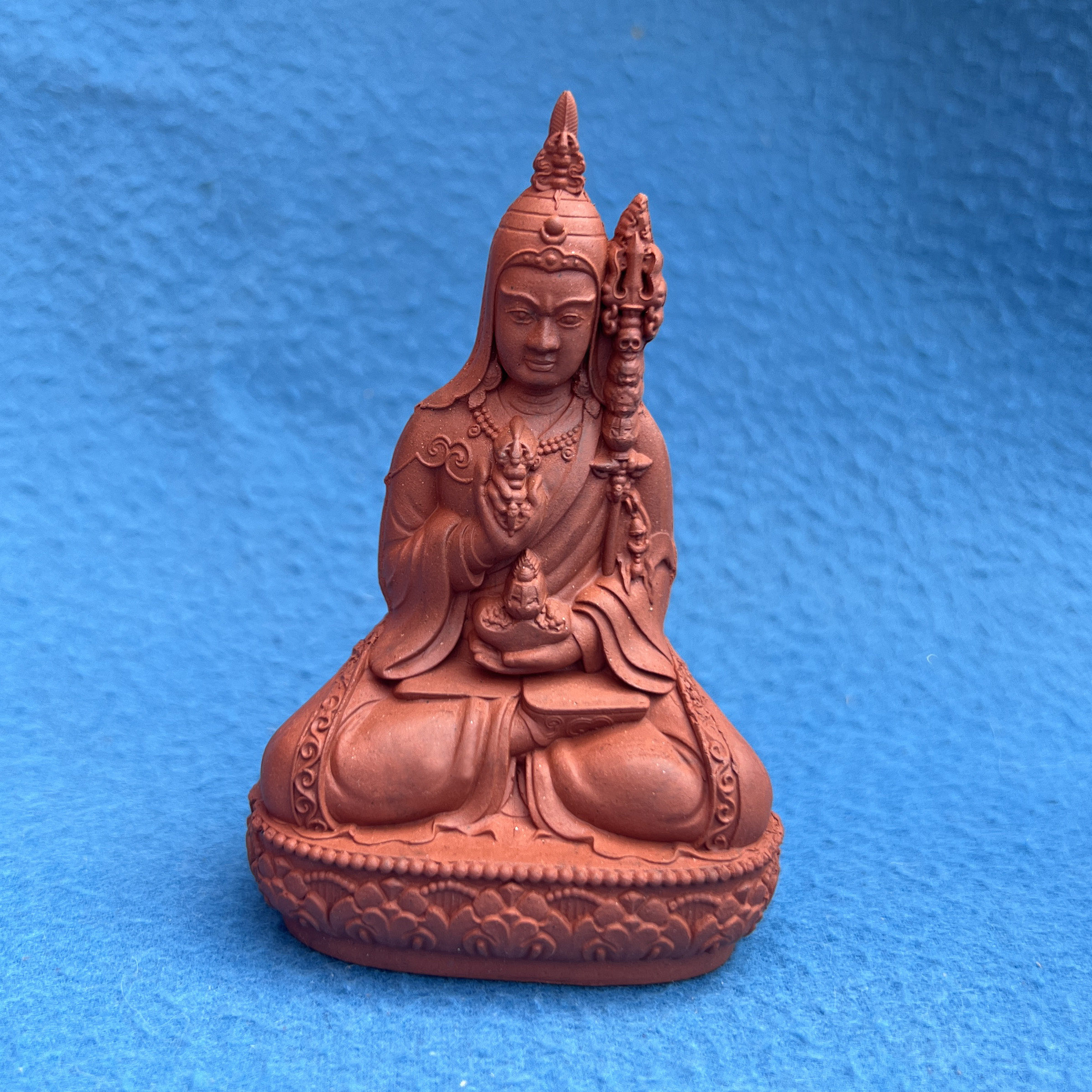 莲花生大师见解脱 大乐莲师 陶土烧制擦擦小佛像