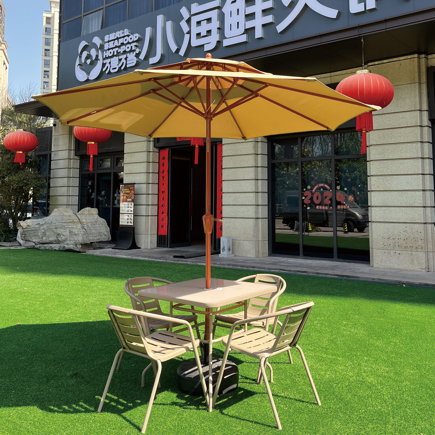 户外庭院桌椅阳台休闲区布置 网红咖啡厅外摆室外休闲桌椅组合