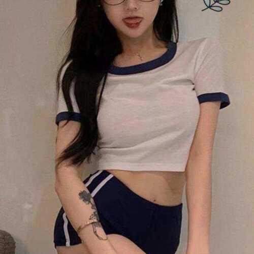 微胖高校少女体操服日系水手服学院套装夏季学姐运动套装风纯欲风