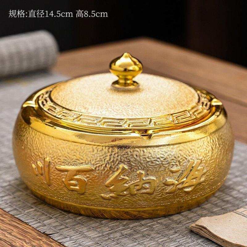豪祥镀金创意个性潮流时尚陶瓷烟灰缸男女士家用客厅办公室中式商