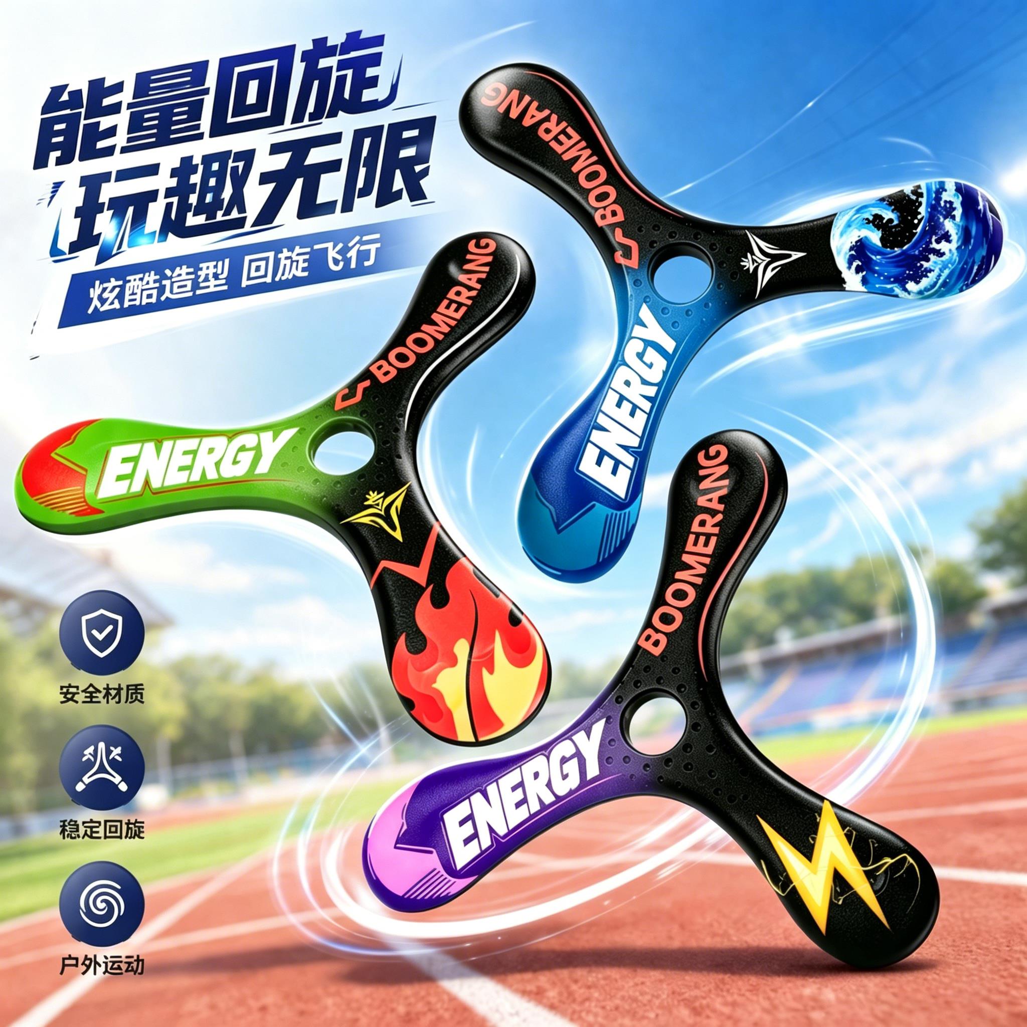 三叶回旋镖儿童亲子户外运动软飞碟飞盘可回旋飞去来器黑科技玩具