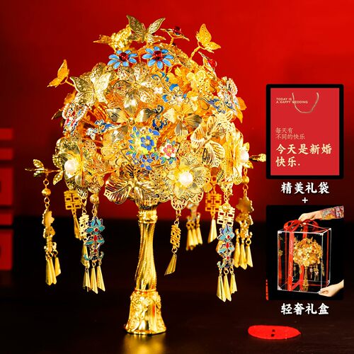 黄金色喜庆手捧花中式婚礼高级感