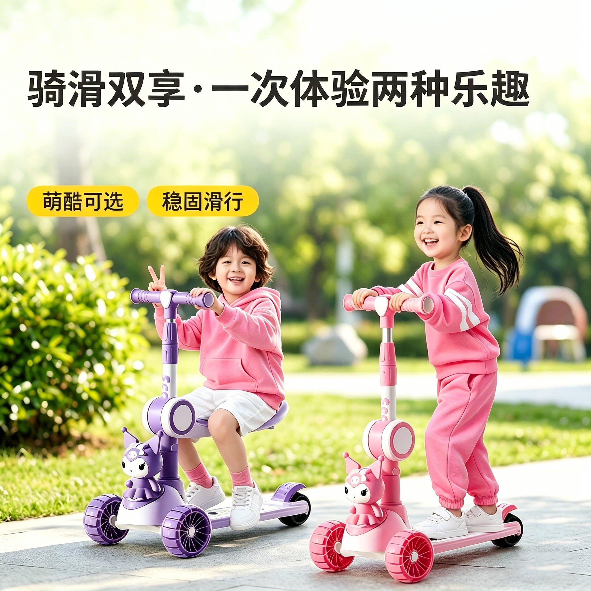 滑板车1到3岁儿童二合一可转弯6到12岁平衡多功能2026新款防侧翻