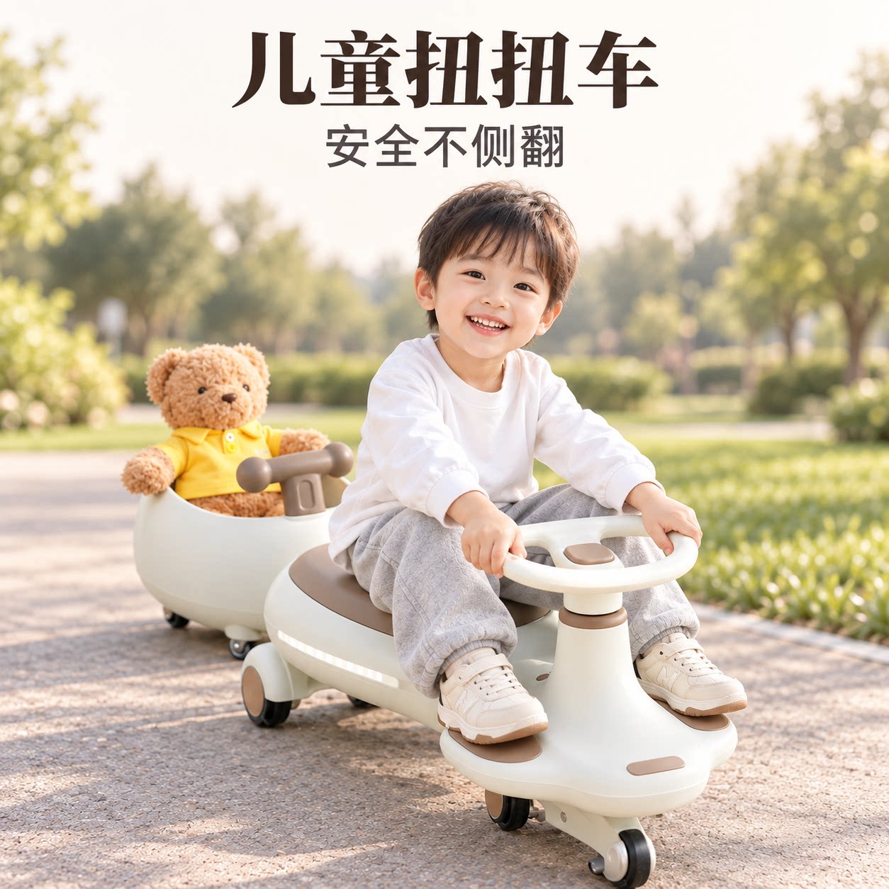 儿童扭扭车防侧翻大人可坐双人
