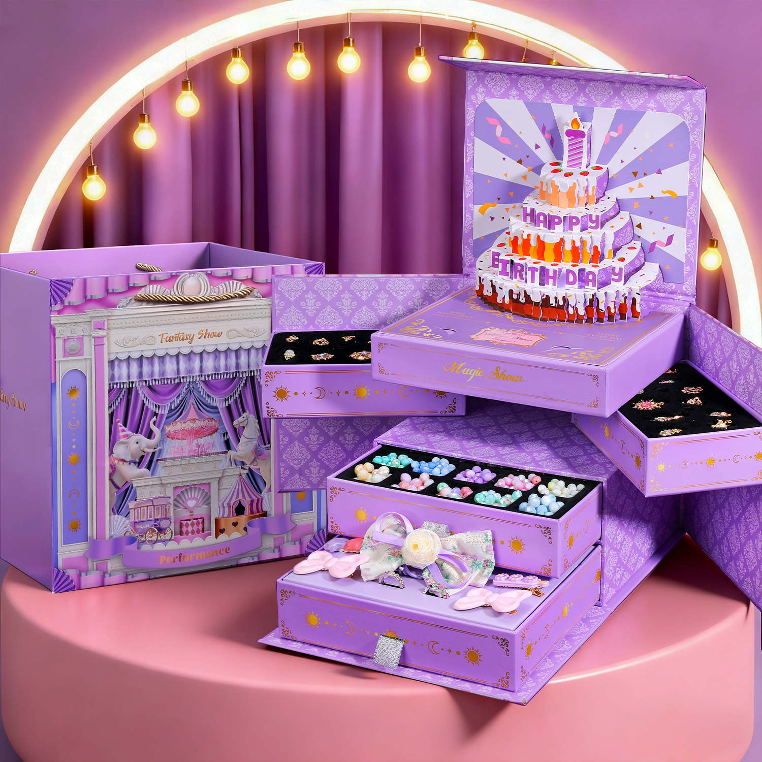 儿童蛋糕串珠礼盒女孩DIY手链