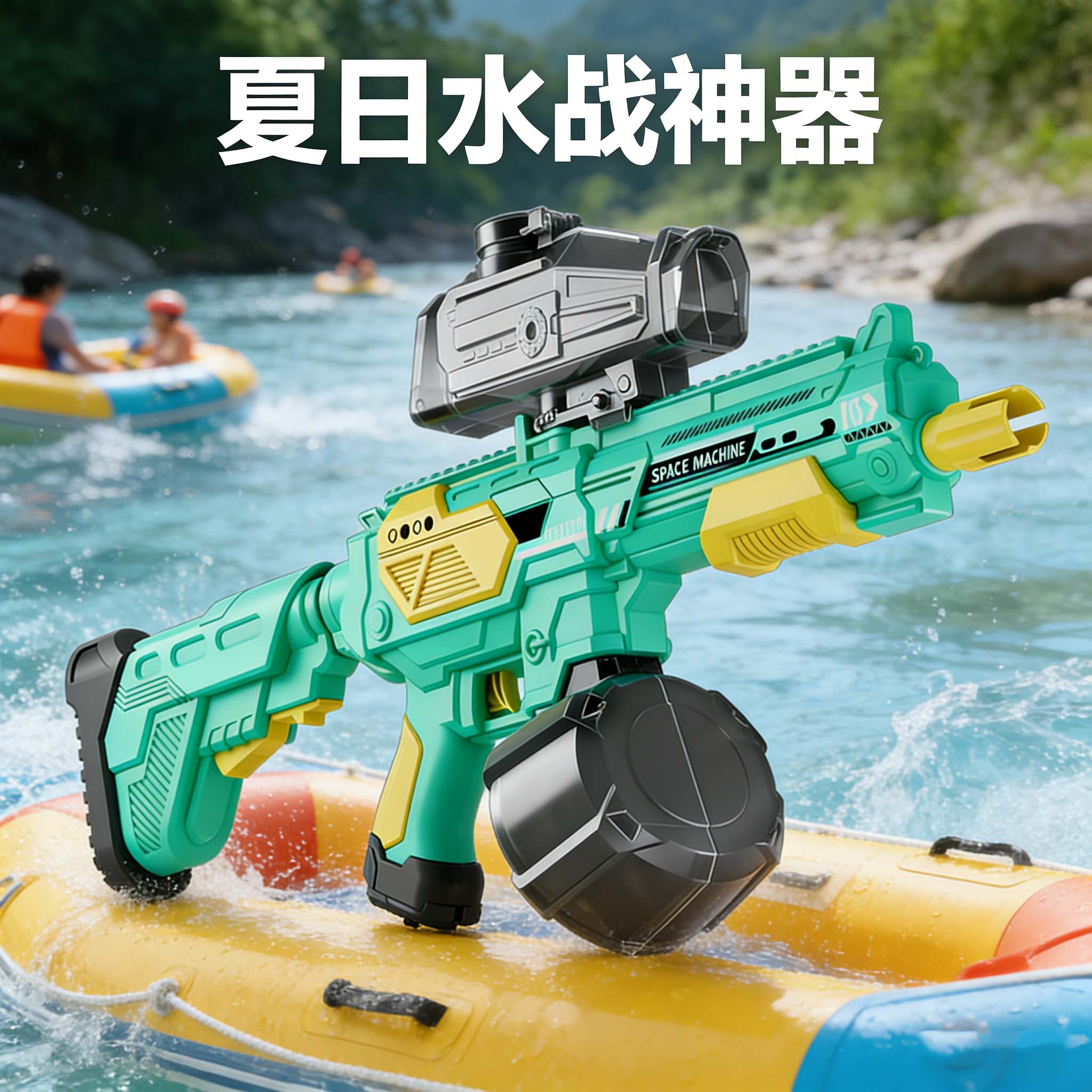 m416电动连发水枪大容量儿童玩具