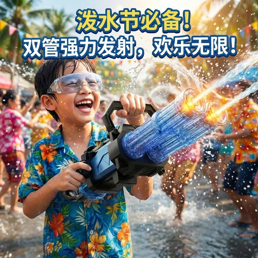 儿童火光双管加特林电动水枪