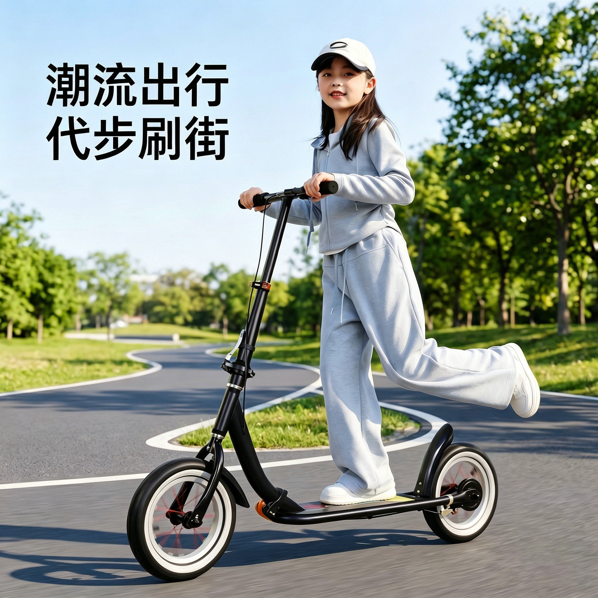 儿童滑板车中大童6到12岁8可转弯2026新款两轮大人专用踏板车女孩