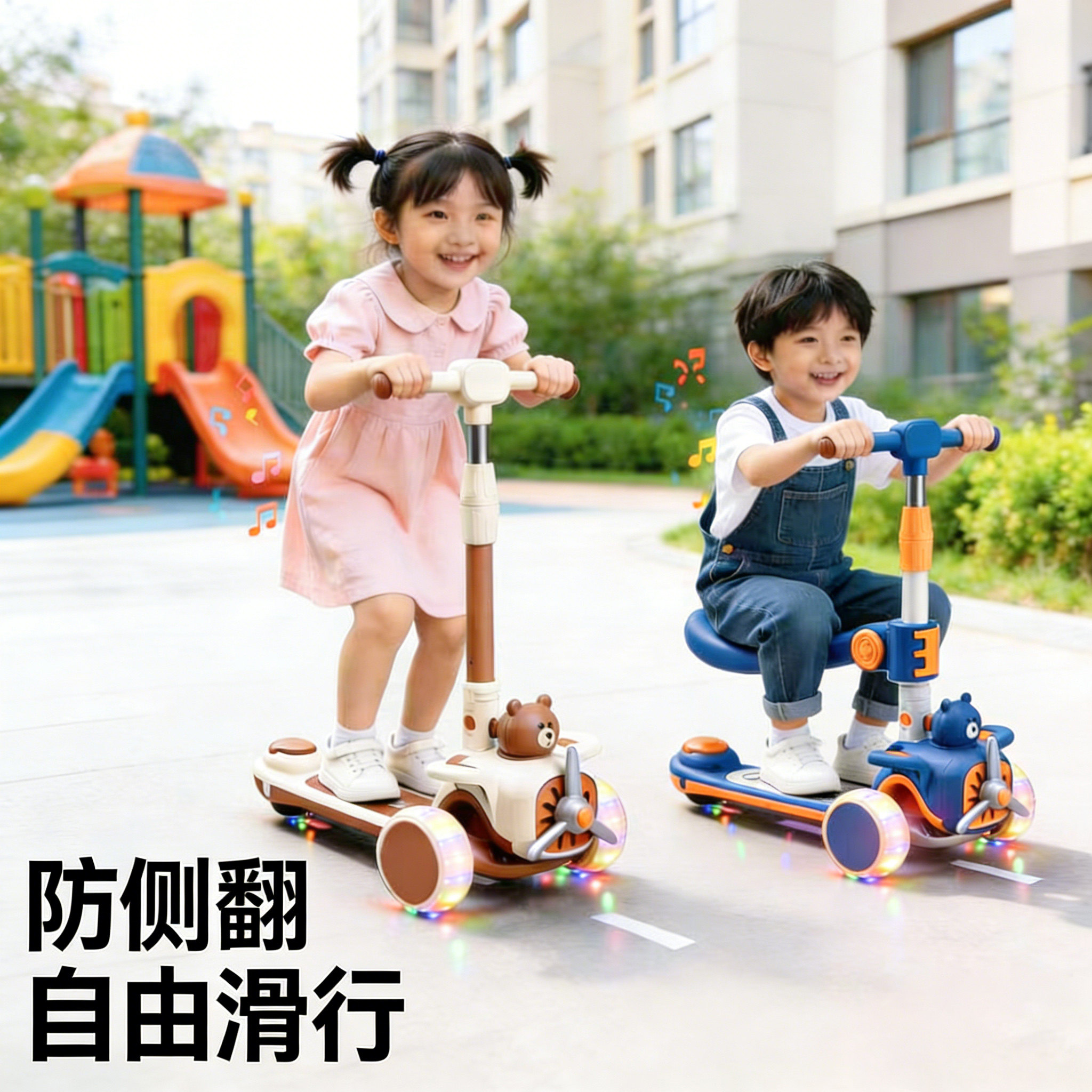 滑板车2026新款儿童1到3岁三合一可坐可骑折叠平衡生日礼物男女孩